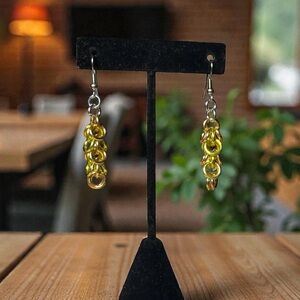 Aluminum Chainmail Gold & Yellow Dangle Earrings